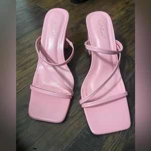 Light Pink Square Toe Block Heel